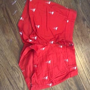 Orange flamingo shorts